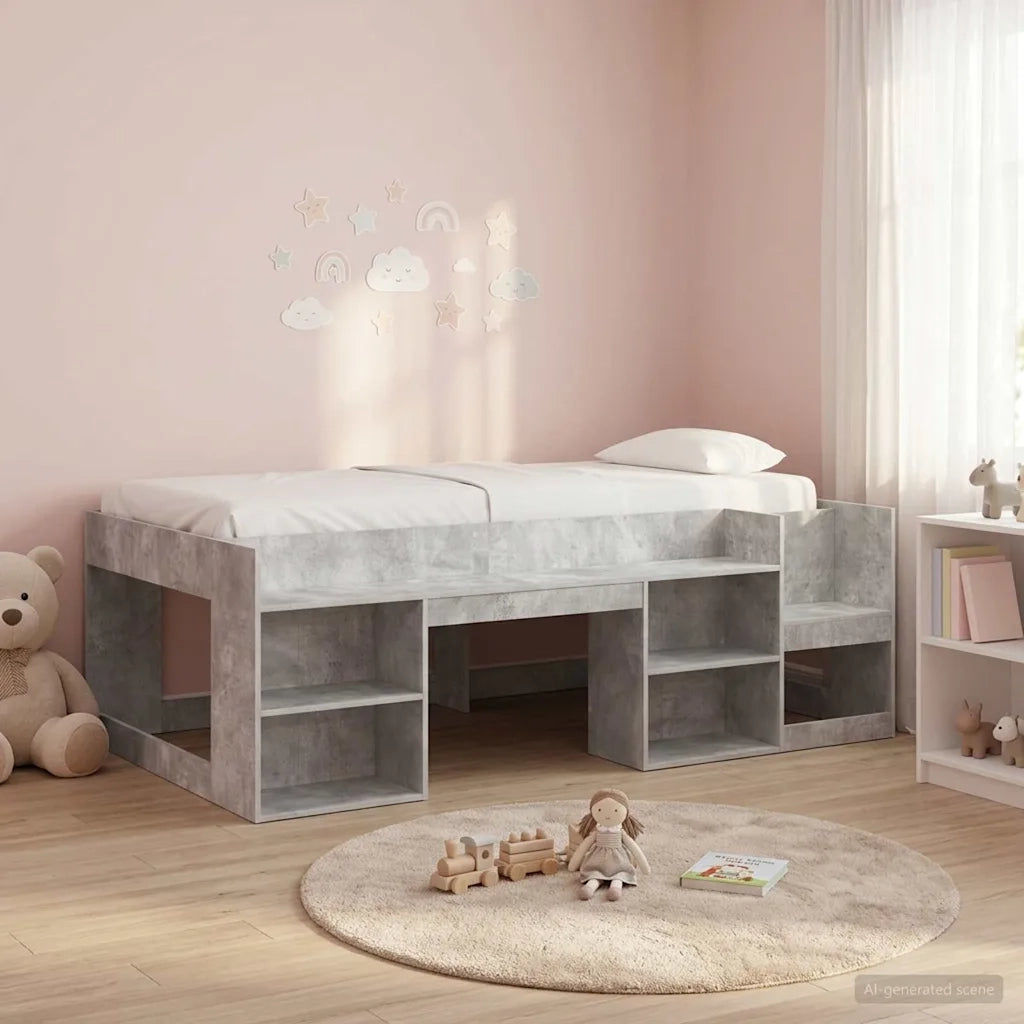 Telaio del letto con storage Grigio Cemento 90 x 190 cm