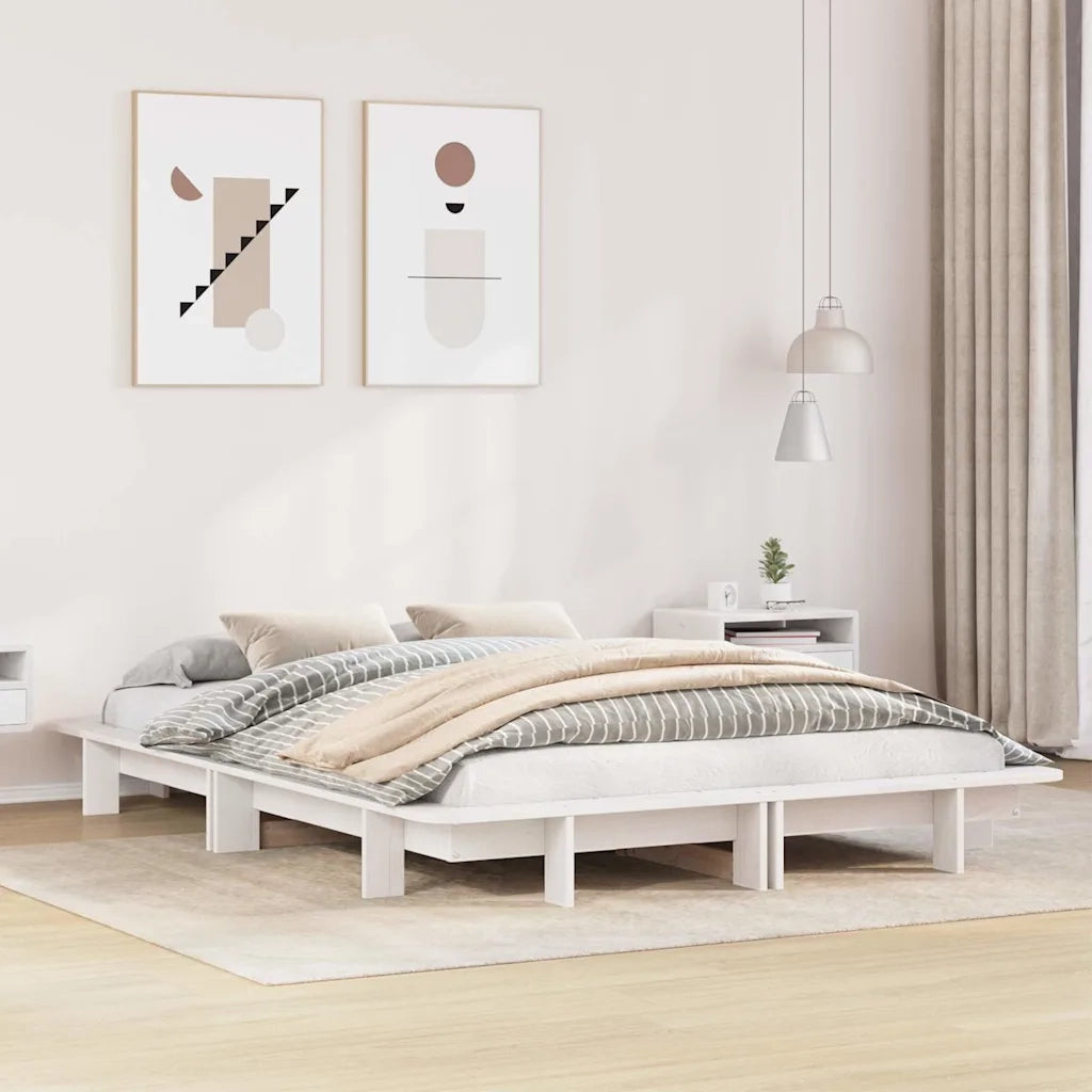 Letto senza Materasso-Struttura Letto Bianco 150x200 cm Legno Massello di Pino 803702