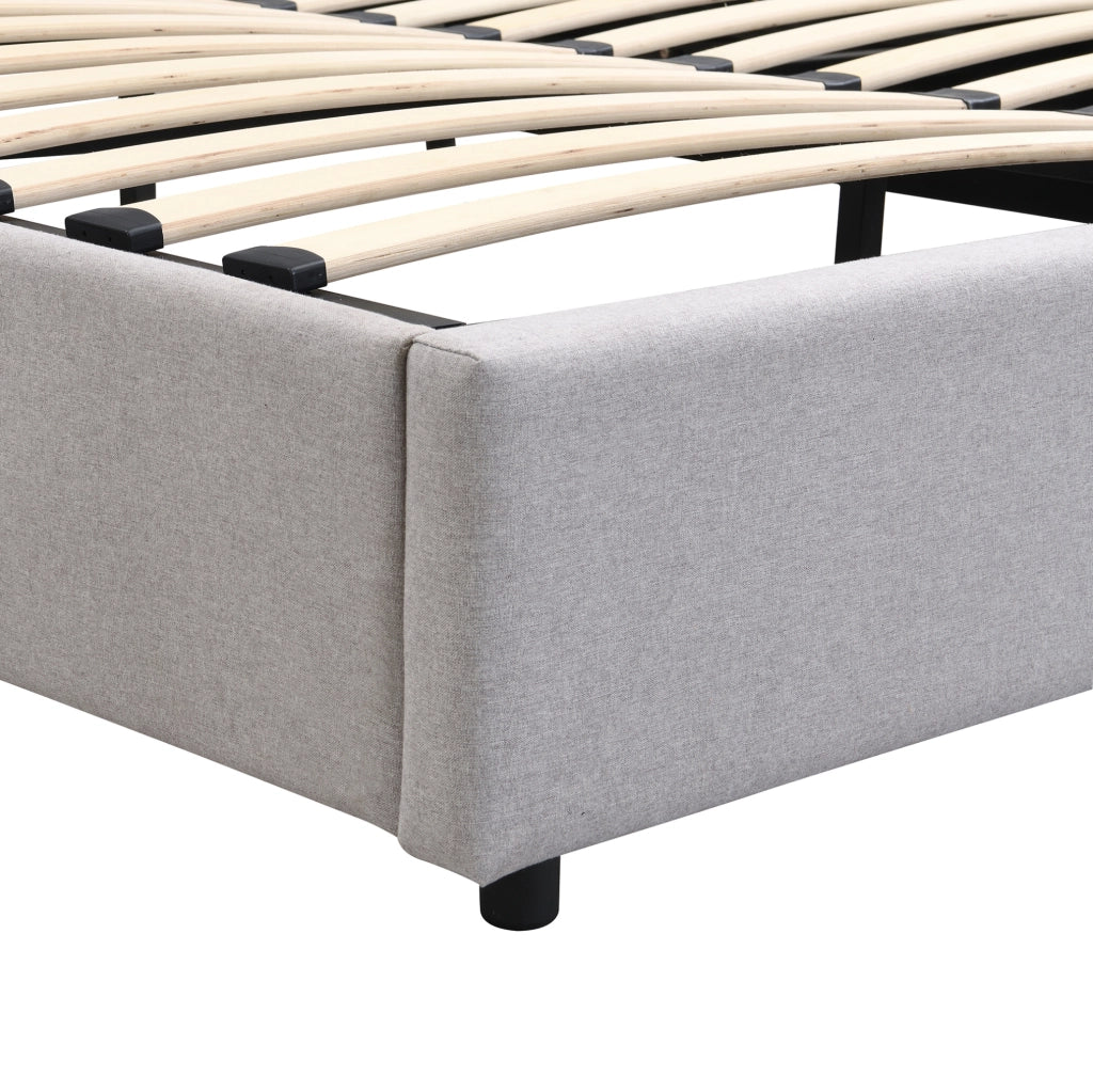 Letto imbottito grigio 180 x 200 cm con ricarica e contenitore