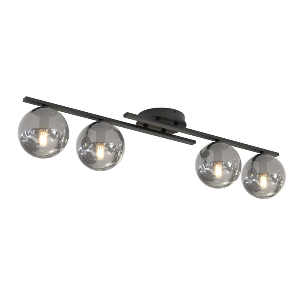 Plafoniera Moderna Nettuno Acciaio Nero 4 Luci E14 Ip20