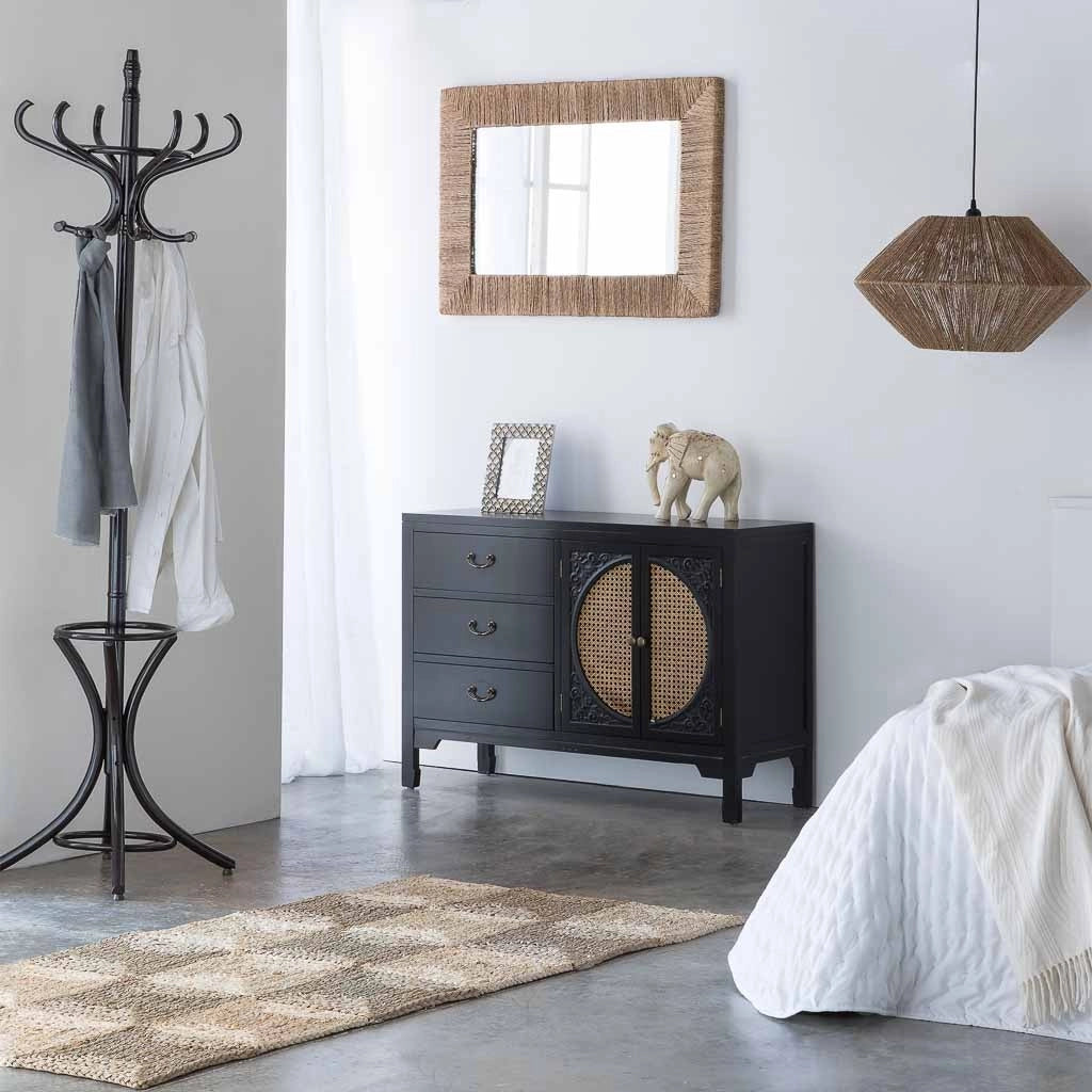 Perchero de pie de madera negro nogal 53x39x187hcm