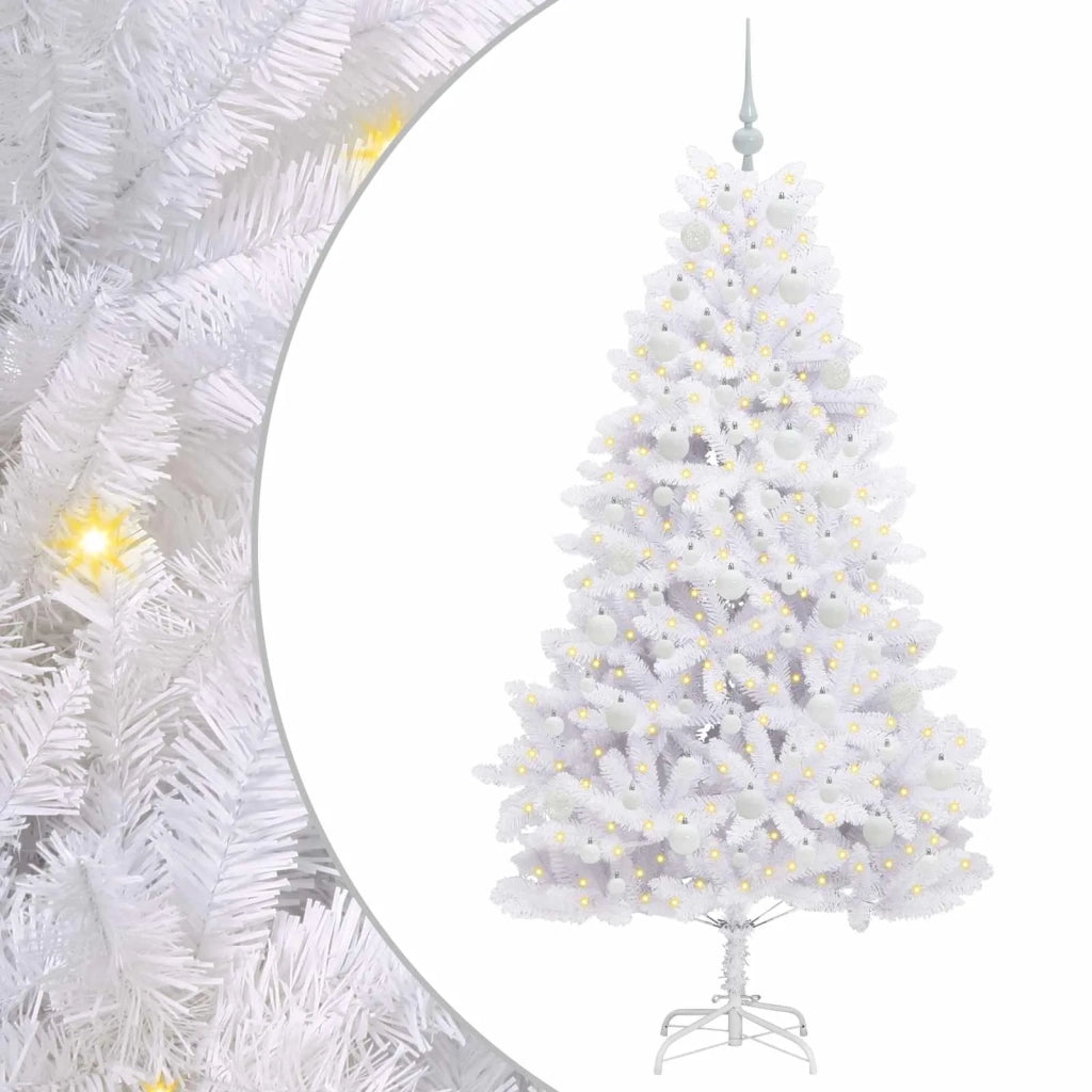 Albero di Natale Artificiale con Rami Pieghevoli Bianco 180 cm