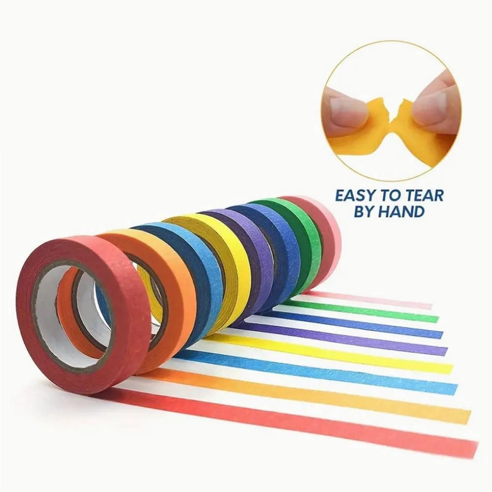 Trade Shop - Set 6 Rotoli Nastro Carta Gommata Colorata 38mmx15mt Adesivo Protezioni Pittura -