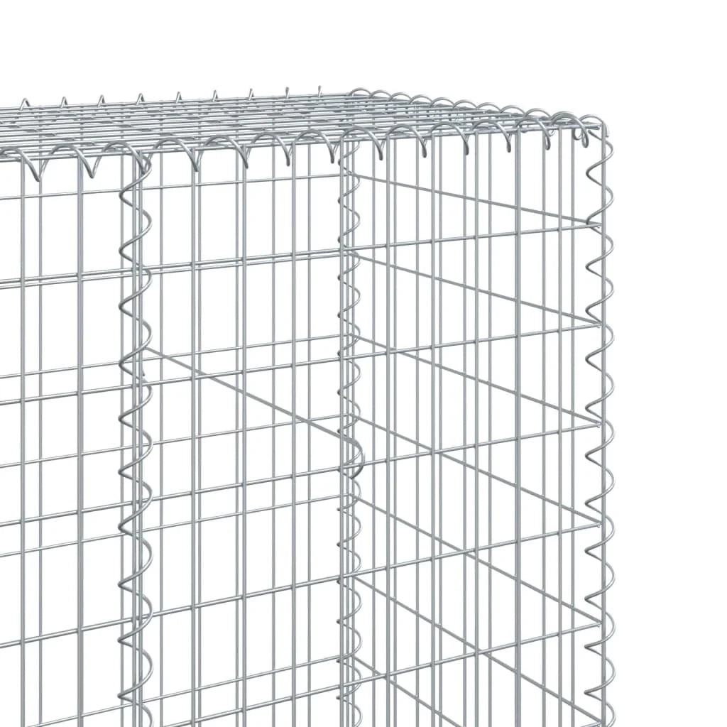 Gabbione recinto a gabbia muro di contenimento con coperchio 1100 x 50 x 200 cm ferro zincato argento 02_0040127