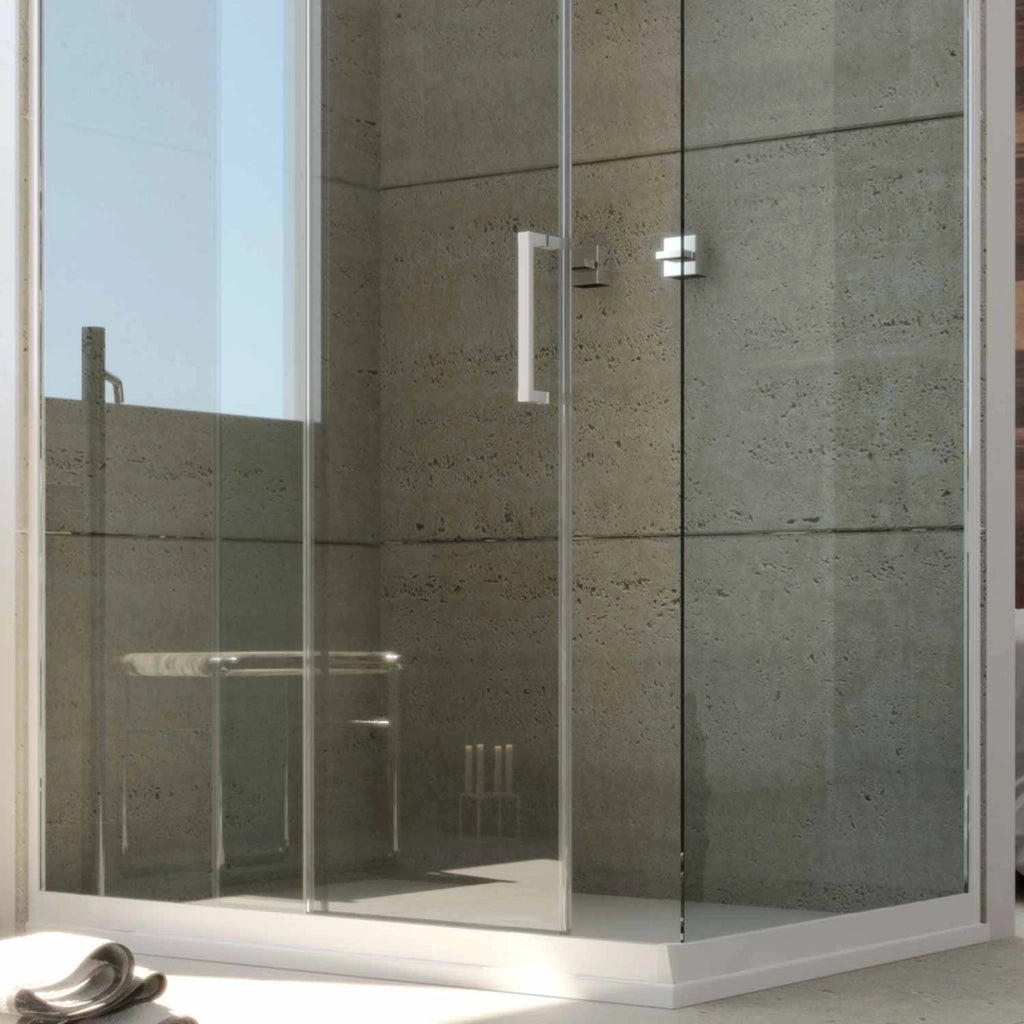 Box Doccia 75x140 CM H 200 Vetro Trasparente Profilo Bianco mod. Glax 1 Anta