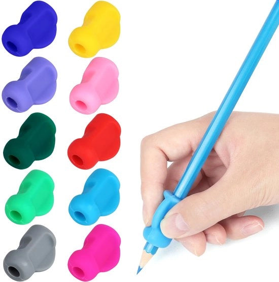 Dispositivo di aiuto per la scrittura per bambini, 10 pezzi, Otre per bambini, Dispositivo di aiuto per la scrittura in silicone, Otre ergonomico per bambini, adatto per bambini destri o sinistri