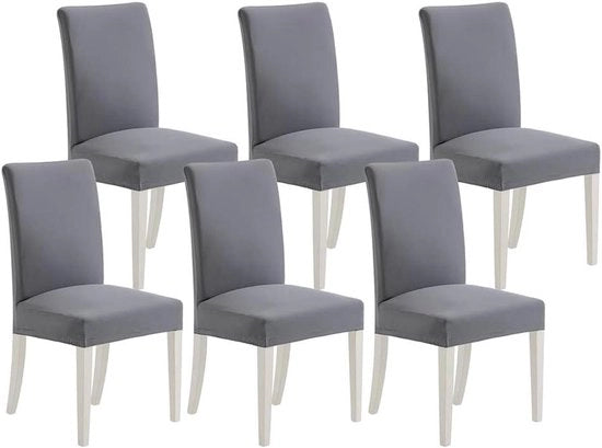 Set di 6 coprispalla per sedie da tavolo - Set di 6 coprispalla in luce grigio - Coprispalla moderni lavabili per soggiorno, cucina, matrimoni e feste