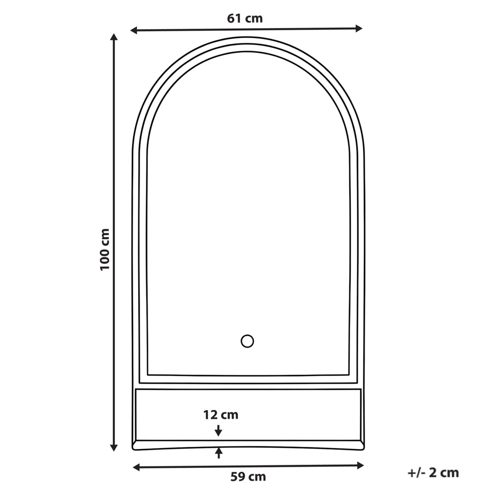 Specchio LED da Parete Moderno 100 x 60 cm con Mensola per Bagno, Camera da Letto e Trucco