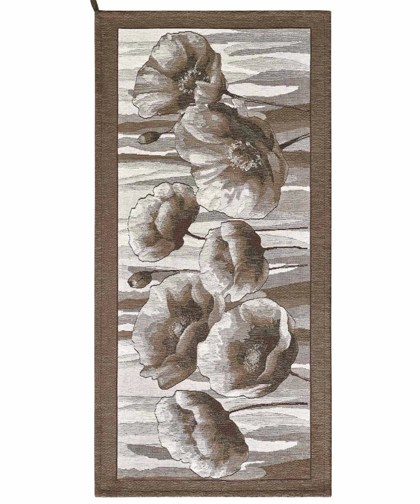 Tappeto AMSTERDAM FANGO moderno floreale tulipani, passatoia cucina multiuso lavabile antiscivolo cm.55x140