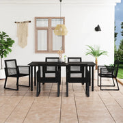 Set da Pranzo da Giardino 7 pz in Rattan PVC Nero cod mxl 41711