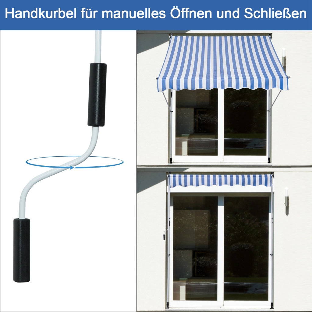 Tenda da sole a braccio pieghevole con manovella ¨C zephmum ¨C 150 cm blu e bianco