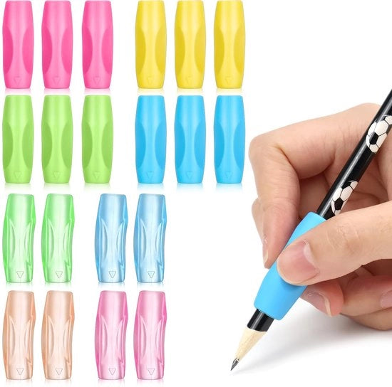 Supporto di scrittura 20 pezzi, contenitore per pennarelli in silicone, raccoglitore di pennarelli per bambini, ergonomico, posizione di scrittura per bambini, bambini, adulti