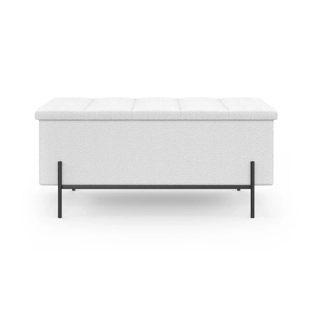 IDMarket - Panca LOUIS con gambe in metallo nero 100 cm tessuto spugna bianca