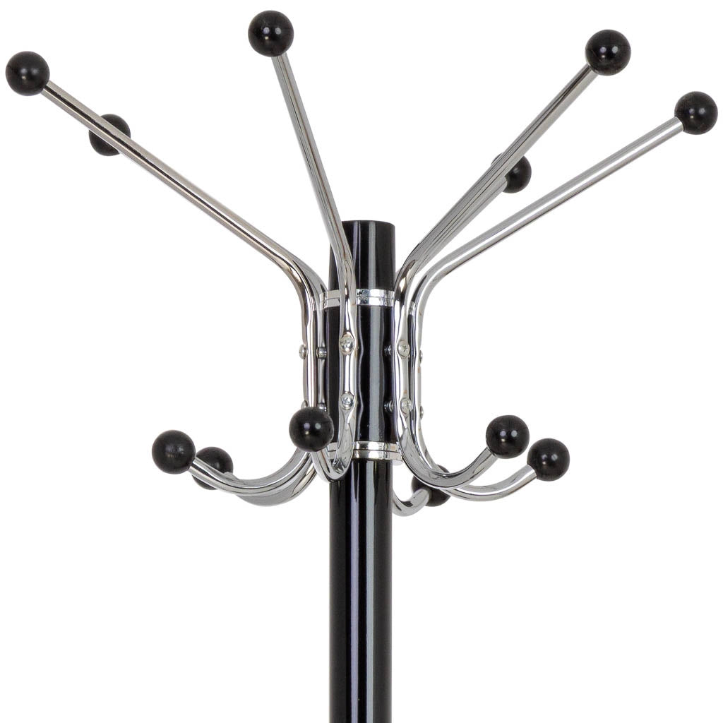 Perchero de metal negro con paraguero y 6 ganchos D36x175h cm