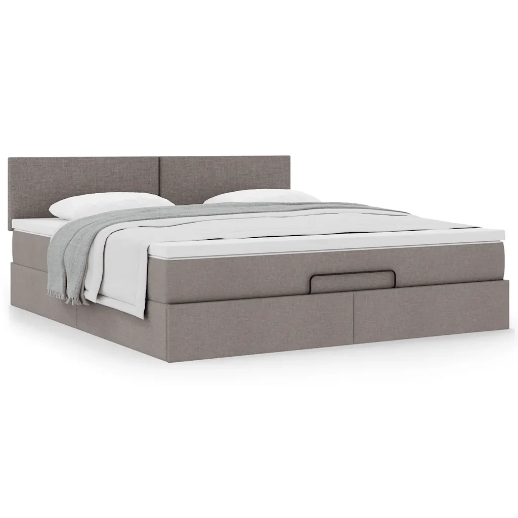 Struttura Letto Pouf con Materasso Tortora 180x200cm in Tessuto 3311398