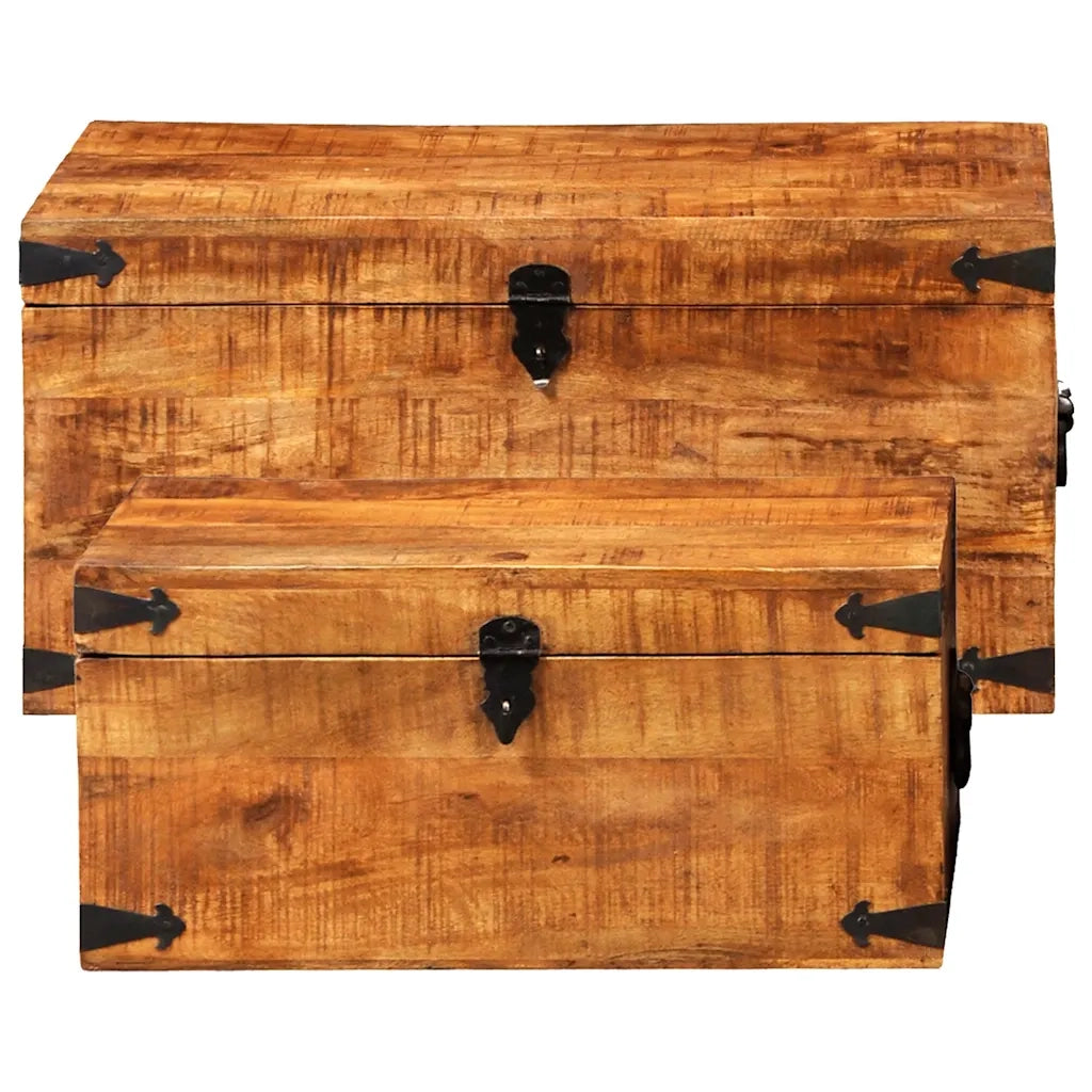 Casse di Stoccaggio 2 pz in Legno Ruvido di Mango CFW8294317