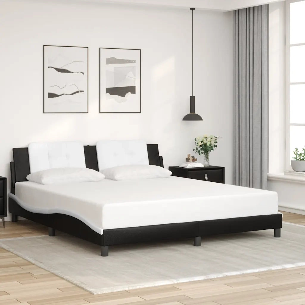 Giroletto senza Materasso Zadar Nero e Bianco 180x200 cm in Similpelle 3208203