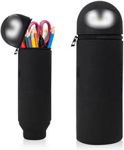 Etui 2-in-1 in silicone, tas, etui, penhouder, staande etui, dierenpenhouder, cartoon per bambini (pinguino nero)