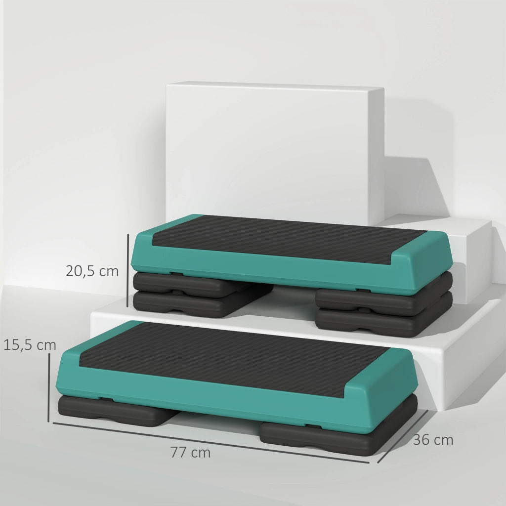 Step Aerobico Regolabile ¨C Xylo ¨C 3 Livelli 10,5/15,5/20,5 cm Antiscivolo Verde