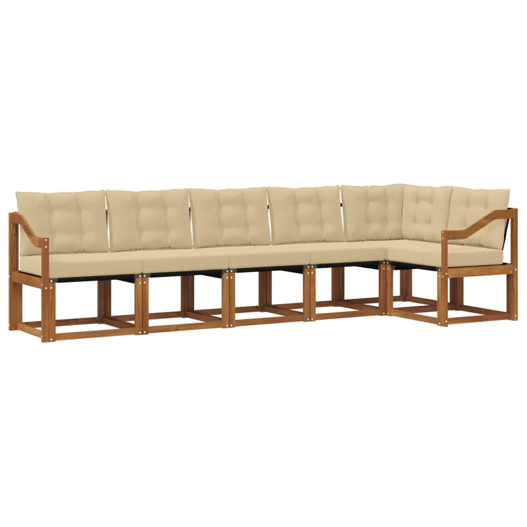 Set di divani da esterno con cuscino 6 pcs Naturale e Beige