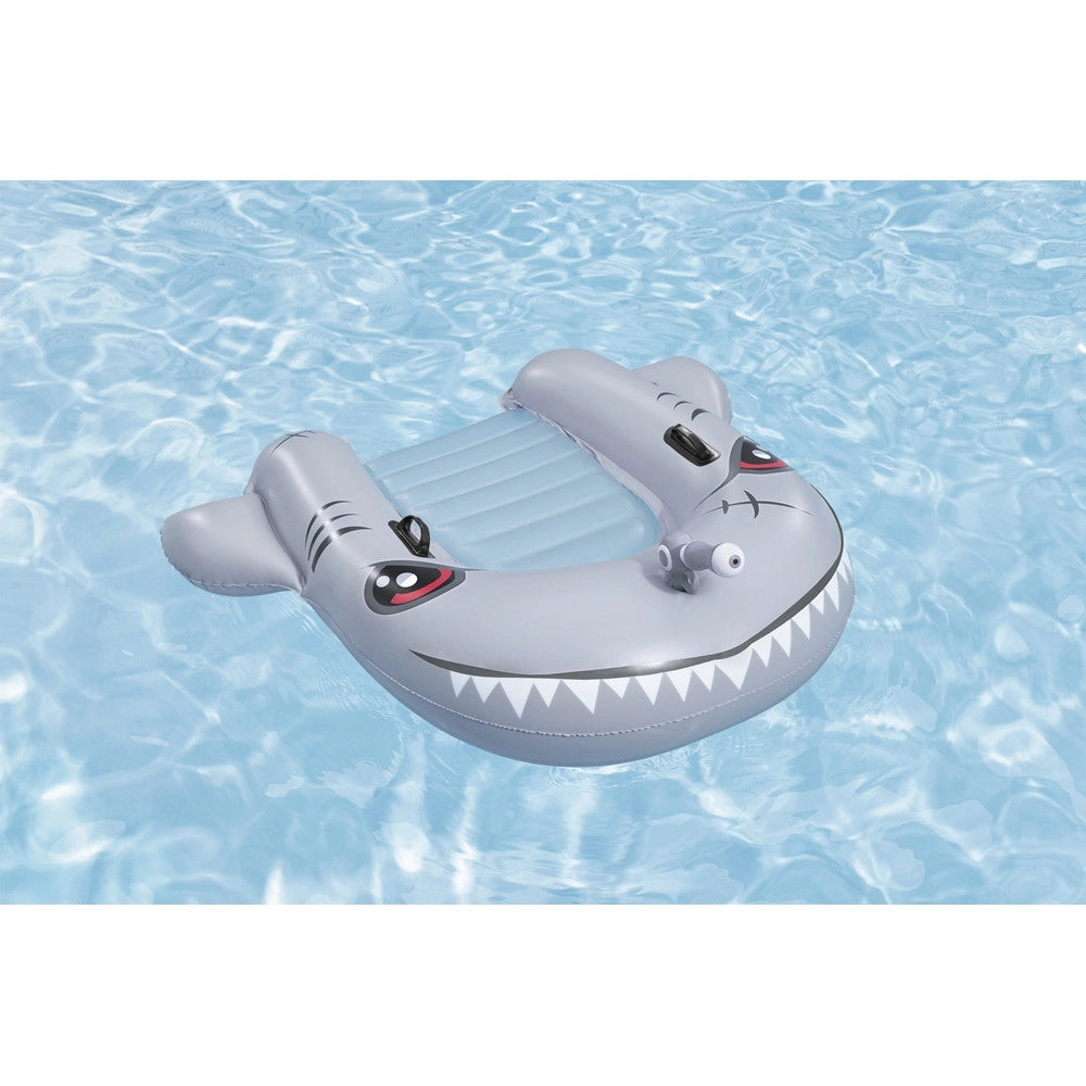 Trade Shop - Gonfiabile Squalo Tavola Da Nuoto 160x115cm Per Bambini Con Pistola Ad Acqua Maniglie 42073 -