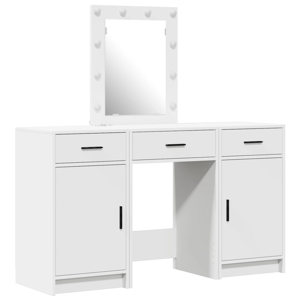 Set di toletta 3 pezzi con LED in legno ingegnerizzato bianco