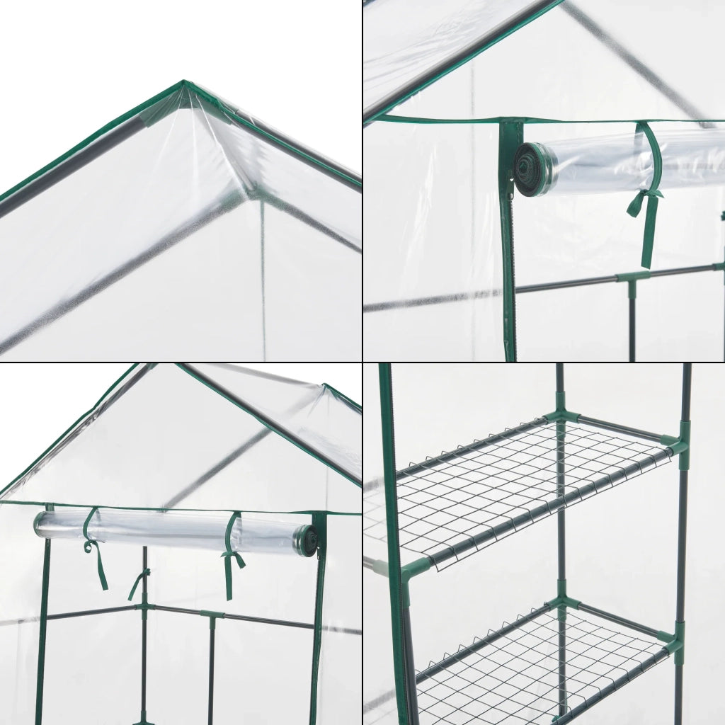 Serra da giardino in acciaio e PVC con ripiani integrati 140 x 73 x 195 cm 03_0008250