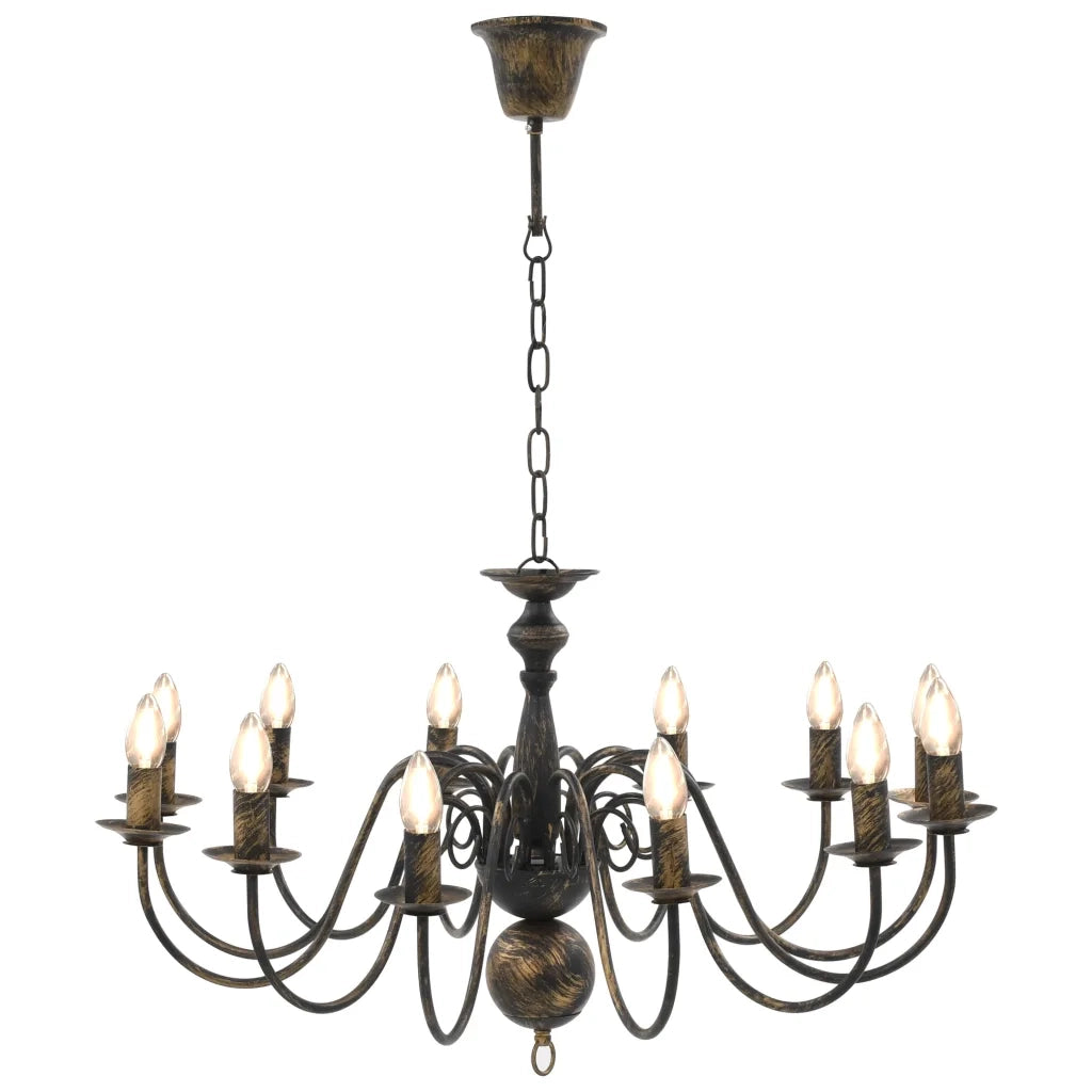 Candelabro Stile Anticato Nero 12 Lampadine E14 CFW8175109