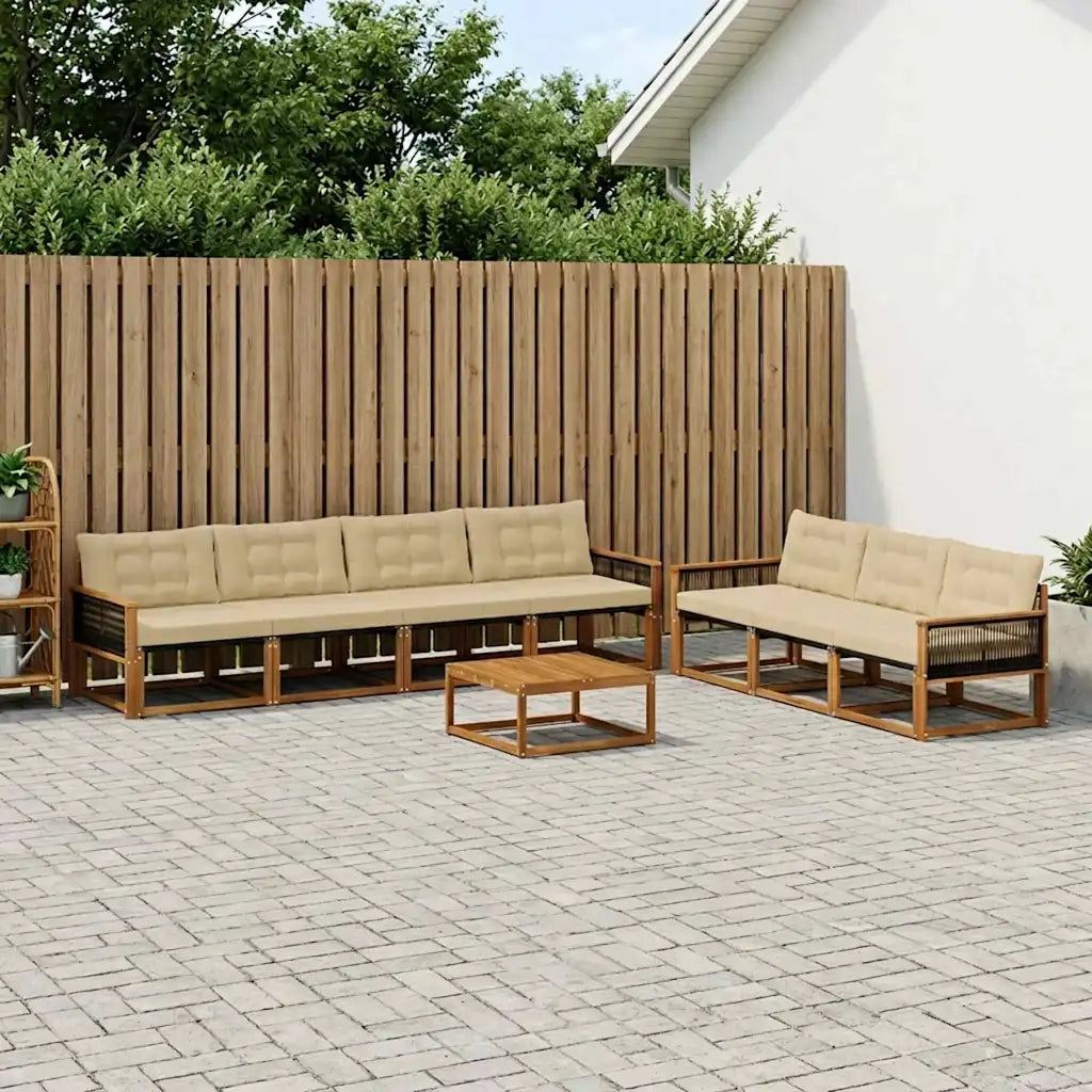 Set di divani da esterno con cuscino 8 pcs Naturale e Beige 3381297