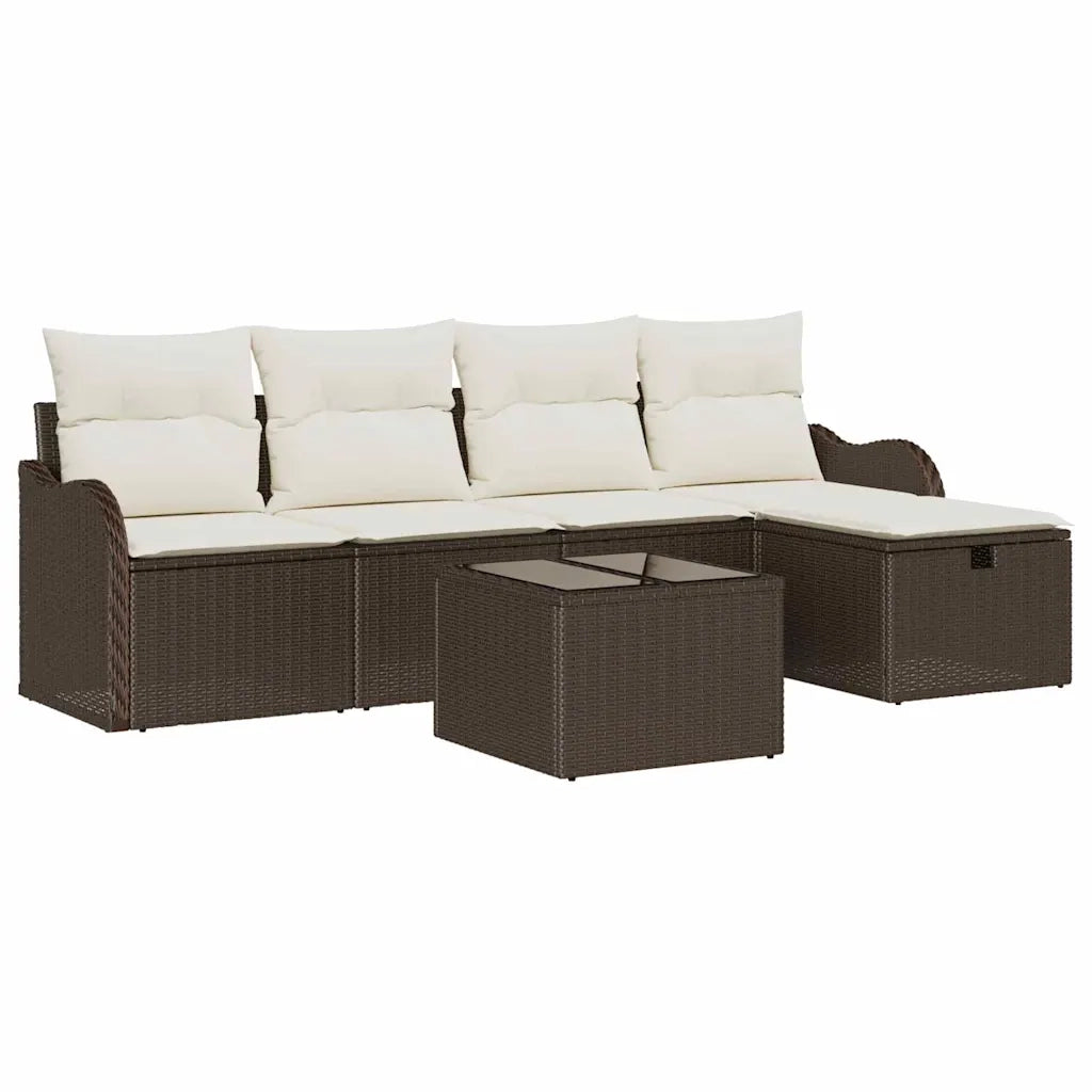 Set Divano da Giardino con cuscino 6 pcs Marrone Poly Rattan 3360299