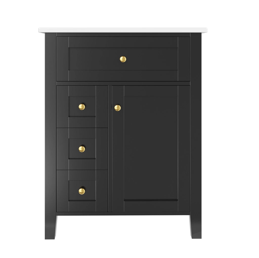 Mobile bagno con lavabo in ceramica 61 cm; 3 cassetti; anta; MDF nero lucido