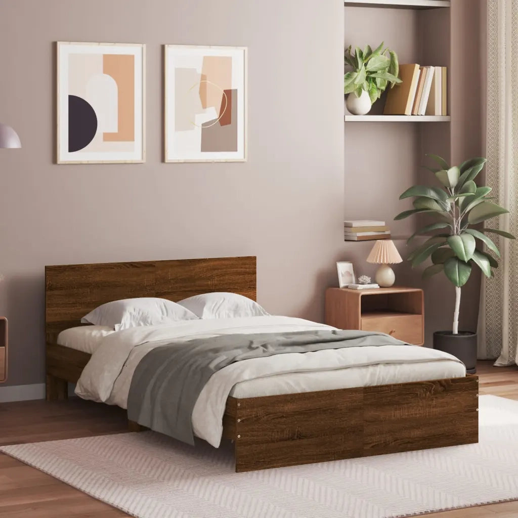 Giroletto con Testiera-Struttura Letto con testiera Rovere Marrone 120x190 cm