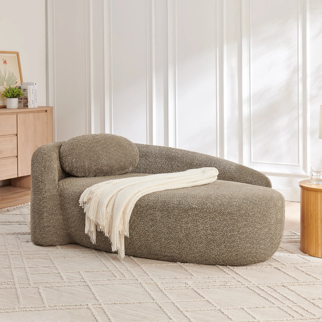 Scaffale in tessuto teddy con design arrotondato imbottitura in schiuma ad alta elasticità marrone