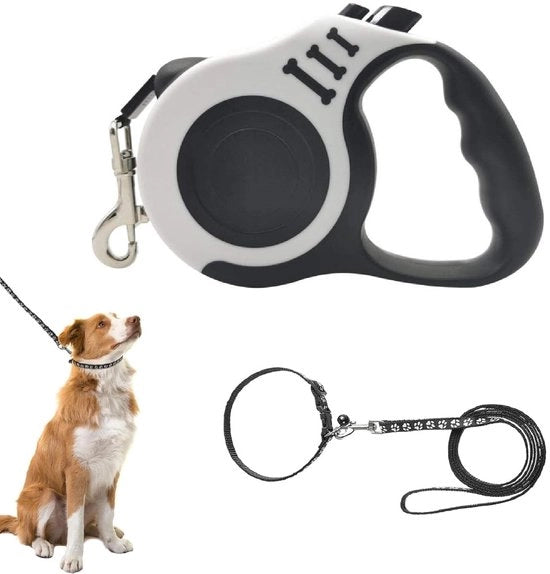 Cinturone per cani retrattile 5 m - Maniglia antiscivolo - Gancio rotativo 360° - Adatto a piccoli/medi cani - Nylon duraturo - Blu - Cinturino retrattile