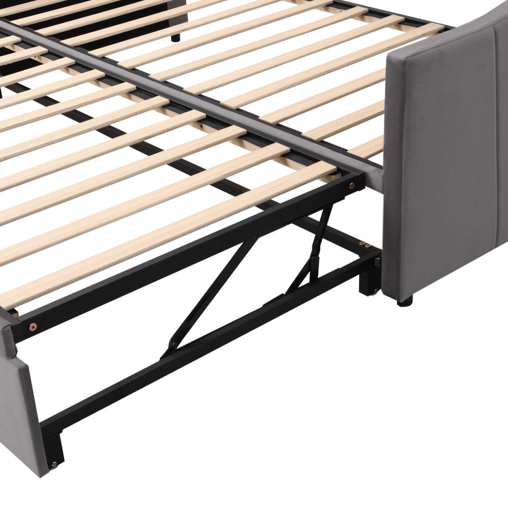 Divano letto estraibile imbottito 90/180 x 200 cm grigio