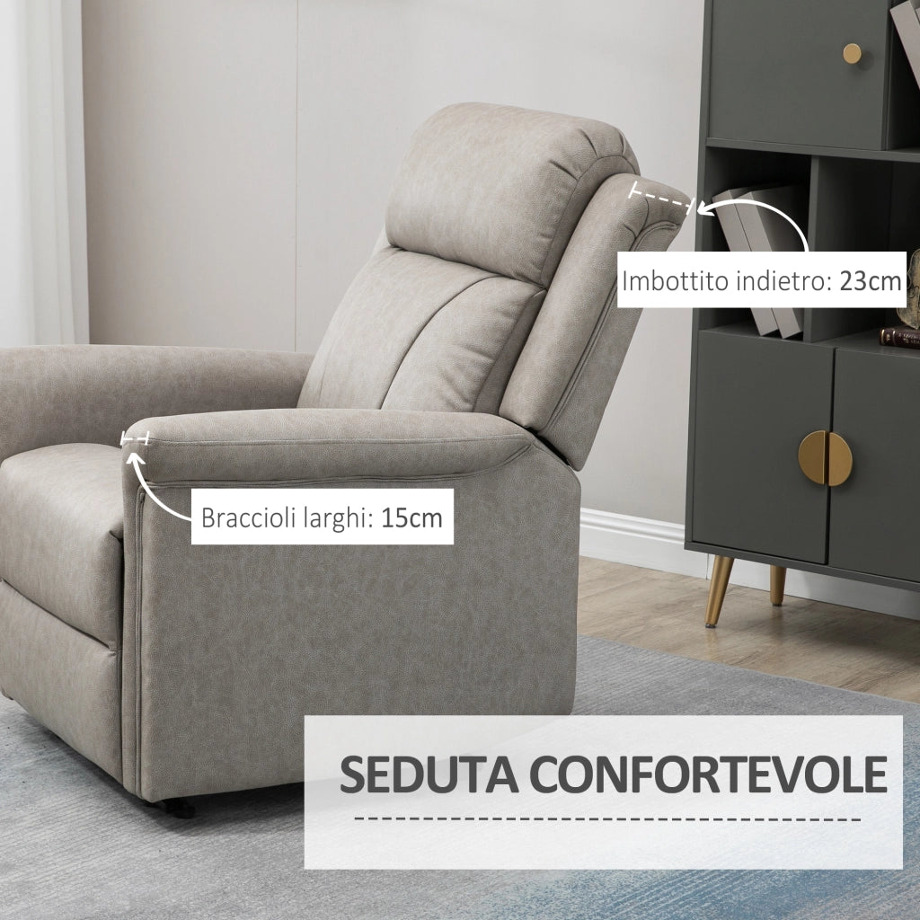 Poltrona Reclinabile con Poggiapiedi e Braccioli Imbottiti ¨C zephmum ¨C Grigio 78x96x102 cm
