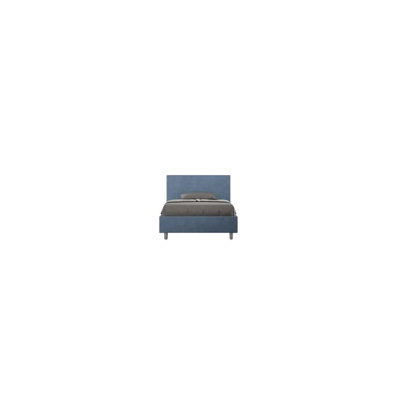 Letto imbottito 1 piazza e mezza 120x200 cm Adele - Contenitore,Microfibra,Blu