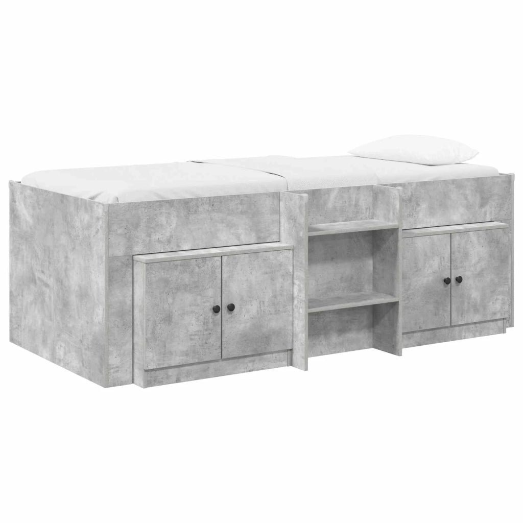 Struttura Letto Loft con Mobile con porta 3 pz Grigio Cemento 3423377