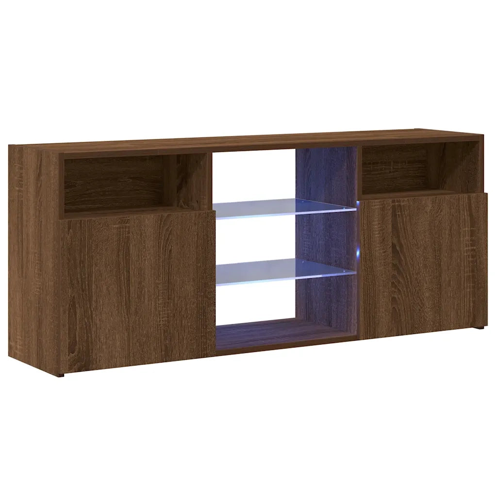 Mobile Porta TV con Luci LED Rovere Marrone 120x30x50 cm 815716