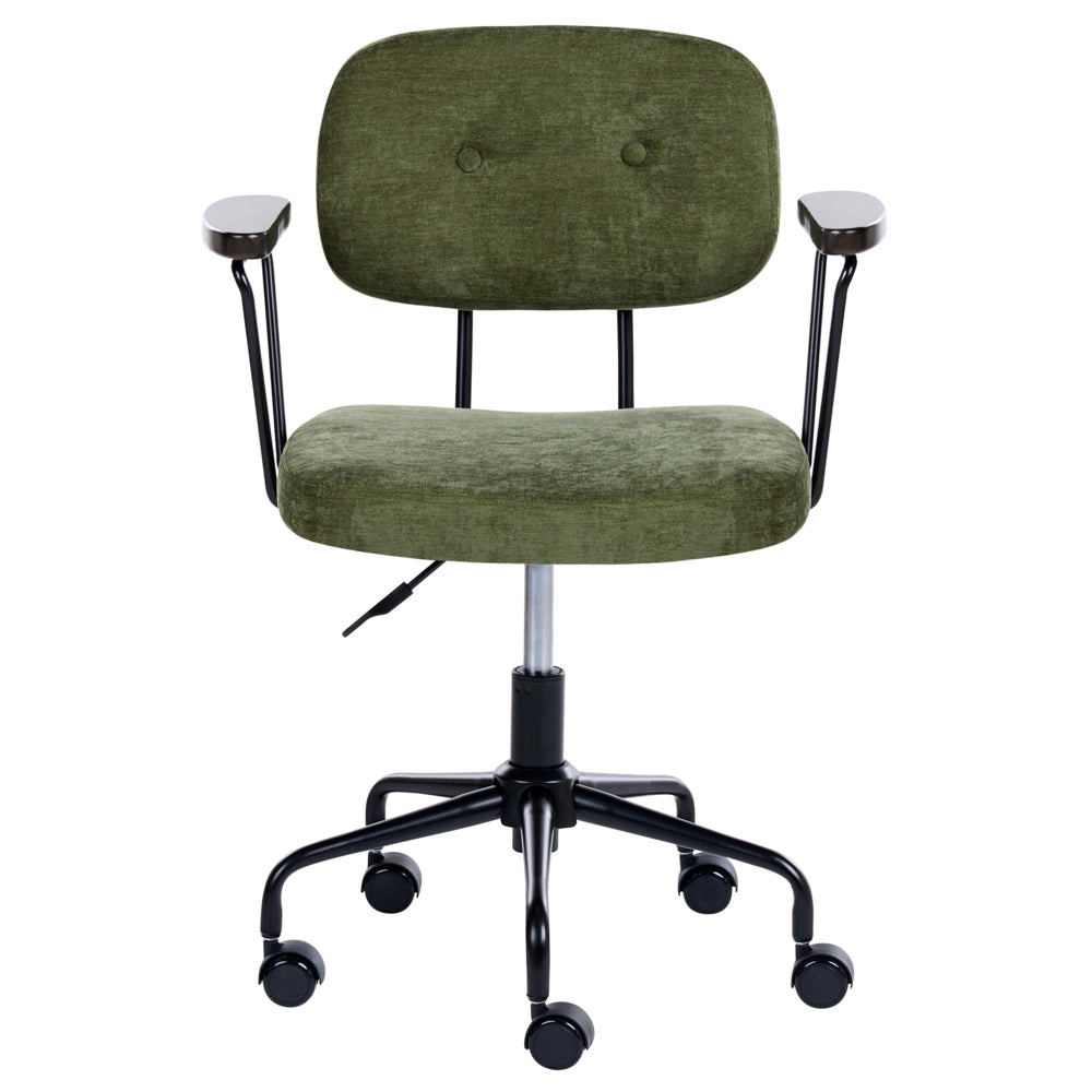 Sedia da ufficio tradizionale in tessuto girevole regolabile verde stile moderno home office