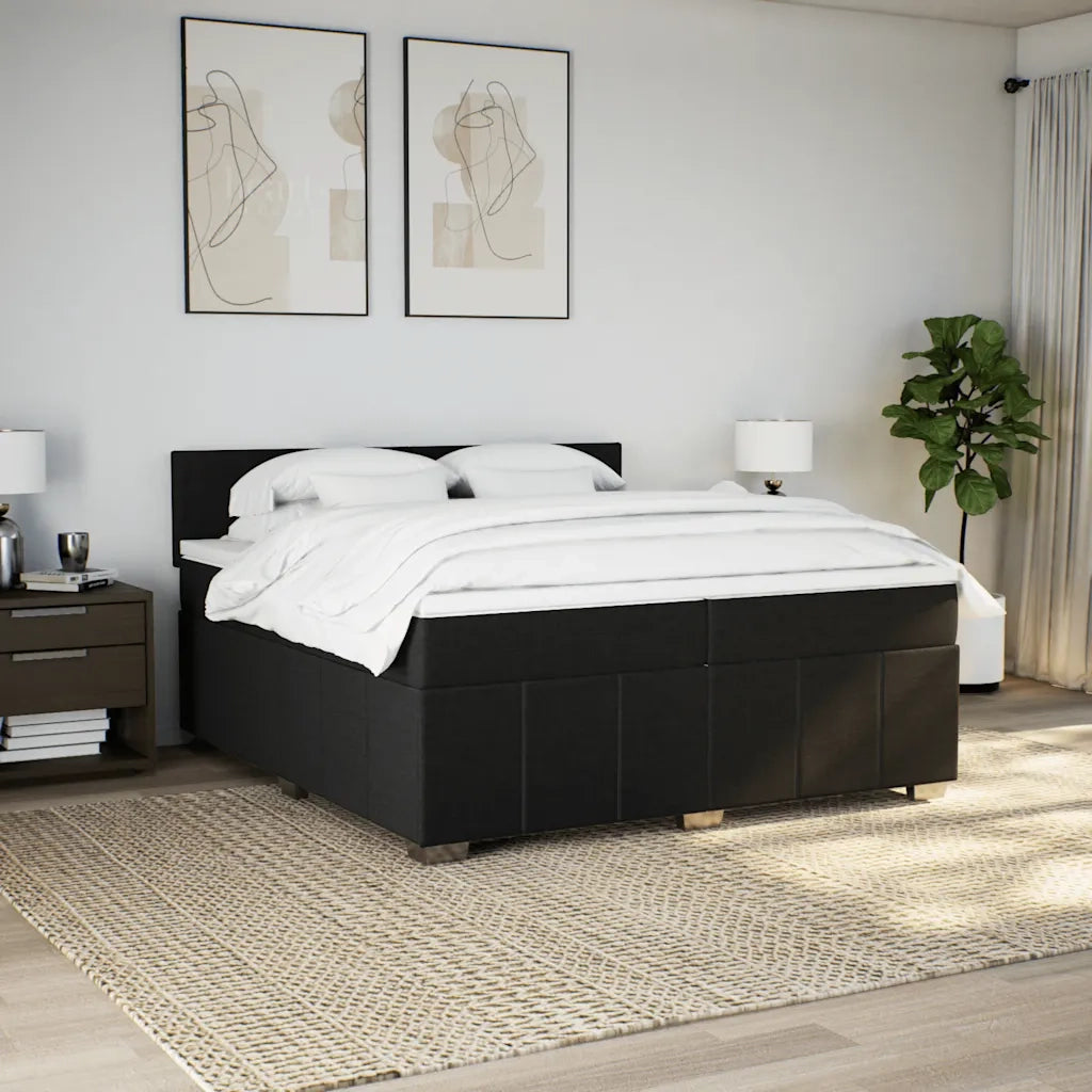 Giroletto a Molle con Materasso Nero 200x200 cm in Tessuto
