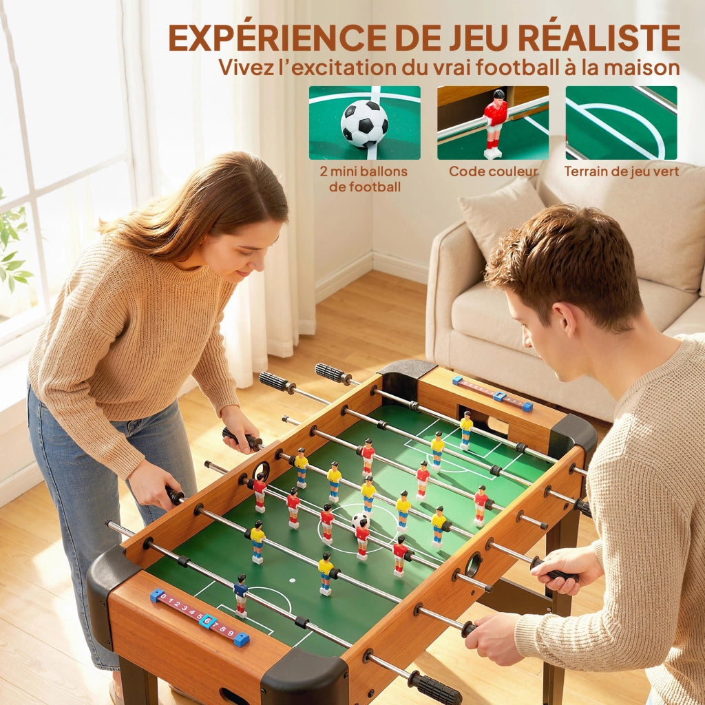 Calcio balilla 92 cm ¨C zephmum ¨C 22 giocatori, 2 palline, contatori manuali, marrone