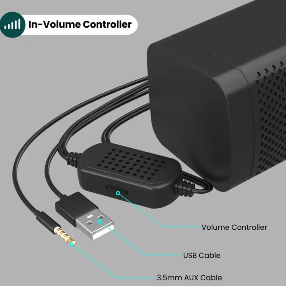 Trade Shop - Casse Audio Soundbar Aux Usb Speaker Altoparlanti Con Luce Rgb Per Pc Notebook -