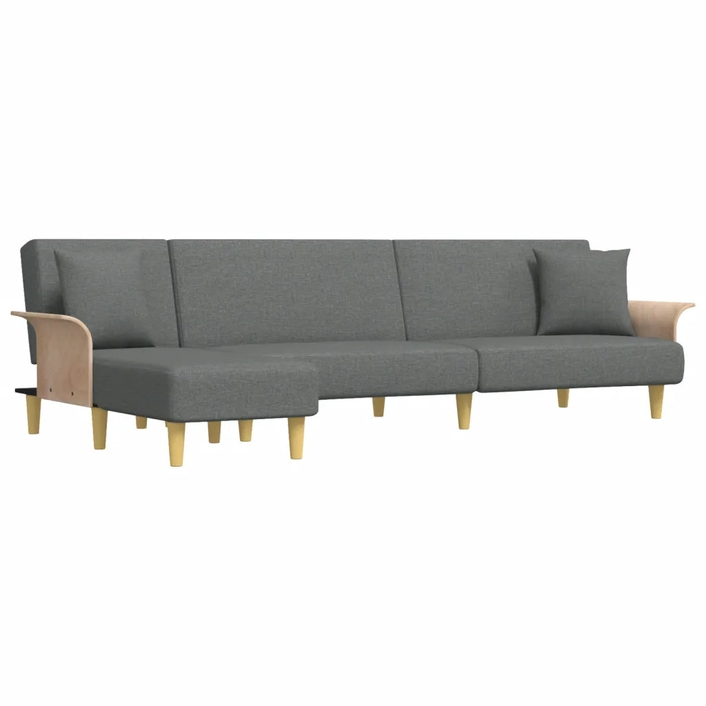 Divano Letto a L Grigio Scuro 279x140x70 cm in Tessuto 3157212