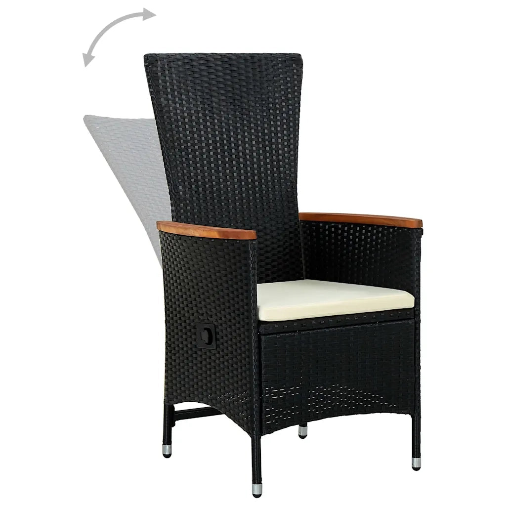 Set da Pranzo da Giardino 7 pz con Cuscini Nero 3099428
