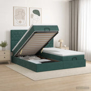 Letto ottomano con materasso 2 pz Verde Scuro Velluto 3457899