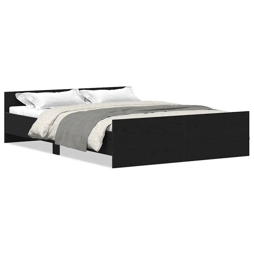 Letto matrimoniale | Letto per adulti | Giroletto senza Materasso Rovere Nero 120x200 cm Truciolato