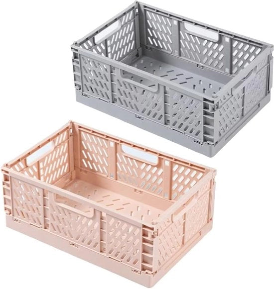Scatole pieghevoli, Pacchetto di 2 Scatole pieghevoli, Stacking, Pieghevoli, Stabili, Scatole di Stoccaggio in Plastica Pieghevole per Camera dei Bambini, Cucina, Studio, 30,5 x 20,3 x 12,5 cm