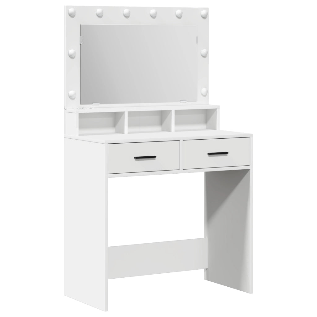 Toeletta  con luci LED, Bianca, 79x41x135 cm