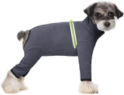 Giubbotto da neve per piccoli cani con pelliccia soffice e cerniera riflettente - Onesie jumpsuit per cani - Grigio scuro - Taglia S
